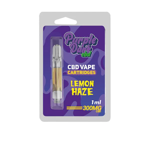 PURPLE DABZ CBD VAPE CARTRIDGES 300 & 600 MG - LEMON HAZE BUY 1 GET 1 FREE-compressed